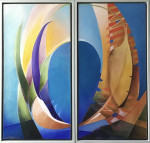 Four Seasons tweeluik olie/doek 30 x 60 cm